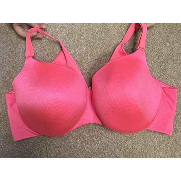 Cacique Lightly Lined Balconette Bra 42DD Back Smoothing Underwire Hot Pink - Picture 1 of 5